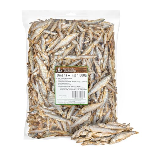 Kaureks Natur Hundeleckerlies, Omena Süßwasserfisch 800g, Trockenfisch Für Hunde, wie Sprotten, Omega 3 Fettsäuren, Hundesnack, Hundefutter, Kauartikel von Kaureks Natur Hundeleckerlies