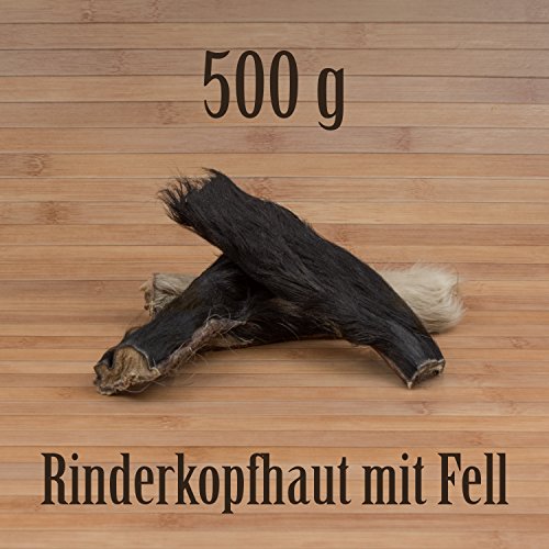 500g Rinderkopfhaut mit Fell Fellhaut Fellstreifen Fellohren Kausnack Kauartikel Barf von Kauzeit