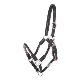 Seil-Halfter mit Strick "Cavo", PII, schwarz-bordeaux-w von Kavalkade