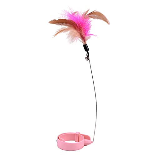 Kavolet Katzen-Federhalsband, Spielzeug, Verstellbar, Flexibel, Interaktiv, Lustig, Federstab-Halsband für das Spielen Im Innenbereich von Katzen (Rosa) von Kavolet