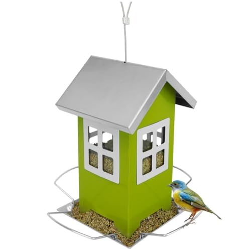 Kayfg Vogelhäuschen zum Aufhängen für Draußen, Metall-Futterhäuschen für Wildvögel mit 4 Öffnungen, Dekoration zum Aufhängen für Garten und von Kayfg