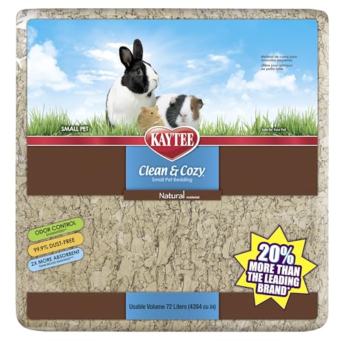 Kaytee Superpet, Clean & Cozy Streu für kleine Haustiere wie Mäuse, Rennmäuse, Nagetiere, Hamster, Kaninchen, besonders saugfähige Papierstreu, 99,9 % staubfrei, Natürlich, 72L von Kaytee