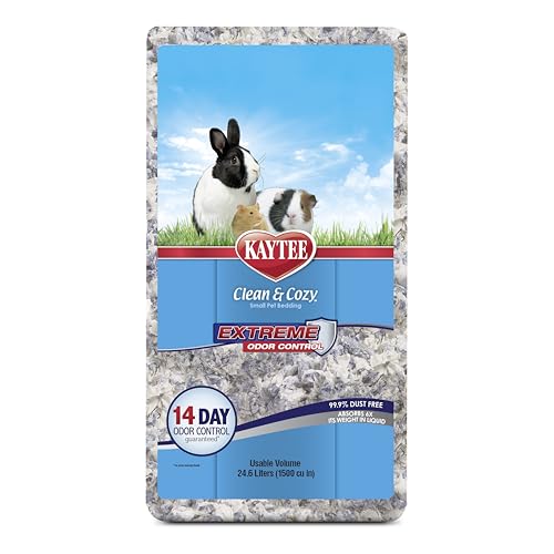 Kaytee Clean & Cozy Streu für kleine Haustiere wie Mäuse, Rennmäuse, Nagetiere, Hamster, Kaninchen, Extremer Geruchskontrolle & saugfähige Papierstreu, 99, 9 % staubfrei, 24.6L von Kaytee