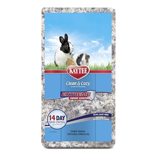 Kaytee Clean & Cozy Streu für kleine Haustiere wie Mäuse, Rennmäuse, Nagetiere, Hamster, Kaninchen, Extremer Geruchskontrolle & saugfähige Papierstreu, 99, 9 % staubfrei, 24.6L von Kaytee