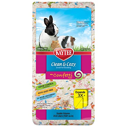 Kaytee Superpet, Clean & Cozy Streu für kleine Haustiere wie Mäuse, Rennmäuse, Nagetiere, Hamster, Kaninchen, besonders saugfähige Papierstreu, 99,9% staubfrei, Mehrfarbig, Confetti, 24.6 Liter von Kaytee