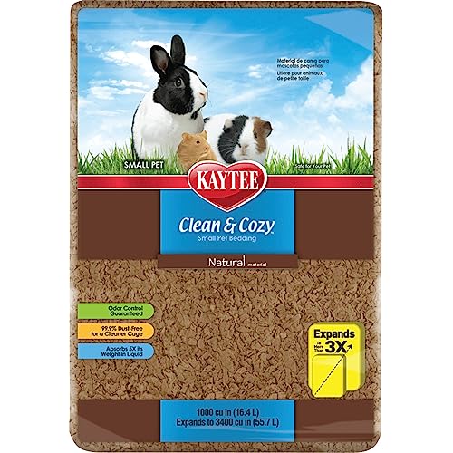 Kaytee Superpet, Clean & Cozy Streu für kleine Haustiere wie Mäuse, Rennmäuse, Nagetiere, Hamster, Kaninchen, besonders saugfähige Papierstreu, 99,9 % staubfrei, Natürlich, 49.2L von Kaytee