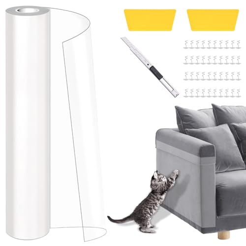 Kratzfolie Katzen Selbstklebend 5m x 43cm, Ecken Kratzschutz für Möbel, Kunstleder, Bett und Couch - Klarsichtschutzfolie und Abdeckung Gegen Katzen Kratzfolie Katzen Selbstklebend 5m x 43cm, Ecken Kratzschutz für Möbel, Kunstleder, Bett und Couch - Klarsichtschutzfolie und Abdeckung Gegen Katzen von Kazaigou