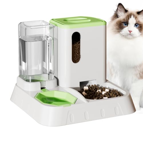 Futterautomaten für Katzen,Automatischer Futterautomat für Katzen,2-in-1-Futter- und Wasserspender, transparent, automatisch | Abnehmbare, einfach zu installierende Futternäpfe mit großem Kazuko von Kazuko