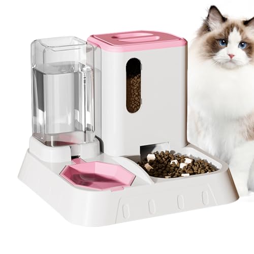 Futterspender für Haustiere, automatisch, Futterspender für Katzen, automatisch - Transparenter automatischer Wasser- und Futterspender | Abnehmbare, einfach zu installierende Futternäpfe mit Kazuko von Kazuko