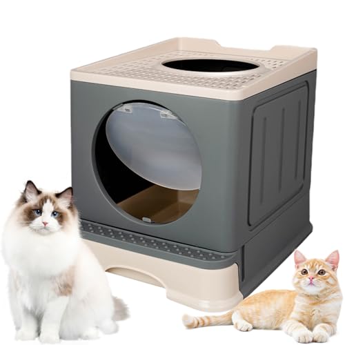Katzentoilette | Geschlossene Katzentoilette Katzentoilette - Faltbare Katzentoilette, leicht zu reinigen, Katzentöpfchen für kleine, mittelgroße und große Katzen Kazuko von Kazuko