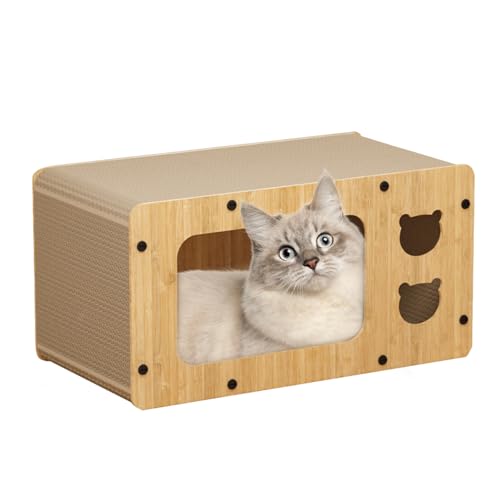 Scratch-Lounge-Bett | Tragbarer Krallenschärfer für Katzen, Kratzbox für Katzen - Hautfreundliches Katzenkratzhaus aus Holz. Effektives Katzenhaus aus Pappe mit Kratzbaum für Katzen Kazuko von Kazuko