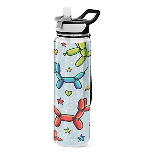 Kcldeci Wasserflaschen mit abnehmbaren Strohhalmballons Hundesportflaschen mit BPA-freiem Tritan-Material, auslaufsicherer Wasserkrug für Fitness von Kcldeci