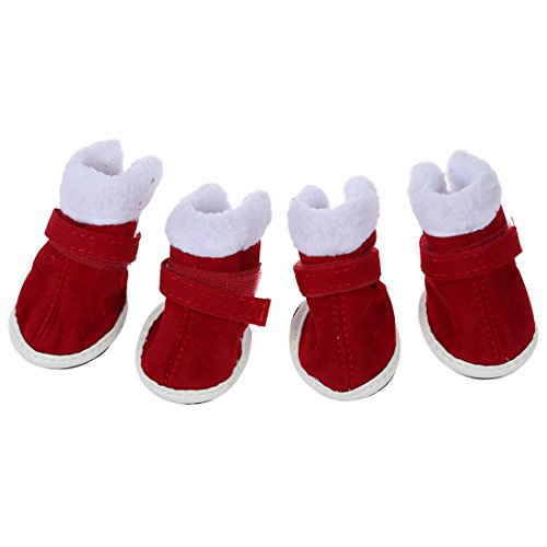 Kcvzitrds 4 x Stiefel aus rotem Samt für Hunde (Größe 5) von Kcvzitrds