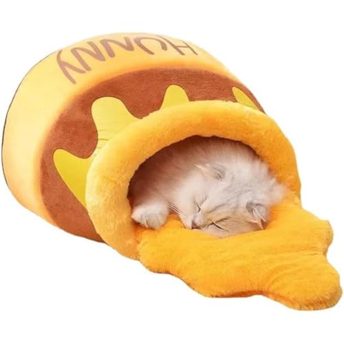 Kcvzitrds Katzenbett, Zubehör für Haustiere, Matte aus Plüsch, Universal, Kissen in Form eines Honigtopfs, Produkt für Haustiere für Katzen von Kcvzitrds