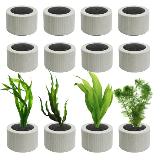 12 Stück Pflanzengewichte Aquarium Ring Wasserpflanzen Pflanzenanker Gewichte Fixierer Keramikringe mit Pflanzbaumwolle Pflanzen Schwerkraft Ring von KeaJuidy