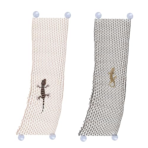 2 Stück Bartagamen Hängematten Netz hängend Bett Reptile Hängematten für Chamäleon, Eidechsen, Gecko, Schlangen 21,5x91 cm (Schwarz und Apricot) von KeaJuidy