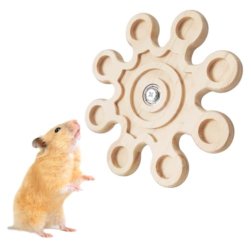 Interaktives Chinchilla rotierendes Spielzeug Trainingsspielzeug für Hamster Käfigzubehör Kauspielzeug aus Naturholz Hängespielzeug für Kleintiere, Kaninchen 16x16cm von KeaJuidy