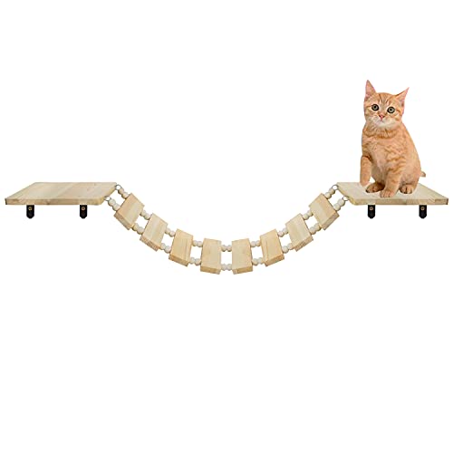 Komplett Set Katzen Kletterwand Kletterleiter Klettergerüst Katzen Hängebrücke mit Wandpodesten auch Laufsteg Katzenbrücke Holz Wandliege Katzenliege Katzenmöbel Katzentreppe Wandmontage von KeaJuidy