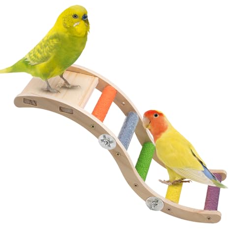 Vogelspielzeug für Papageien Sitzstangen Spielzeug Leiter Holz Papagei Vogel Leiter Regenbogenbrücke Vogelkäfigzubehör für Nymphensittiche, Grausittiche, Cokatoos, Sittiche von KeaJuidy