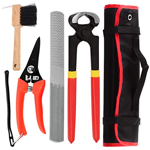 Keadic 5-teiliges Hufeisen-Feilen-Werkzeug-Set mit Rolle, enthält 4-in-1-Hufeisenfeilen, 20,3 cm Hufeisenschneidezange, Mehrzweck-Trimmerschere und Hufeisenbürste für Pferde, Rinder, Schafe Keadic 5-teiliges Hufeisen-Feilen-Werkzeug-Set mit Rolle, enthält 4-in-1-Hufeisenfeilen, 20,3 cm Hufeisenschneidezange, Mehrzweck-Trimmerschere und Hufeisenbürste für Pferde, Rinder, Schafe von Keadic