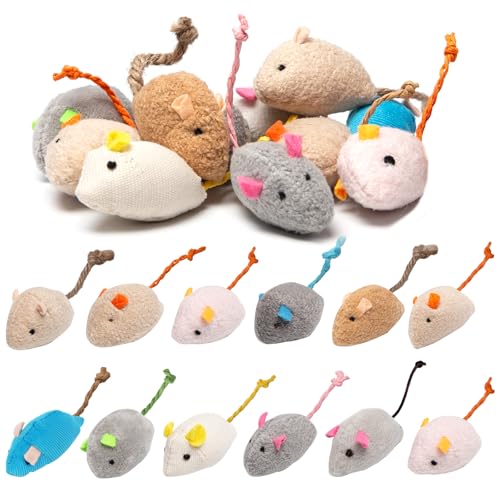 Keboyoe 24 Stück Katzenspielzeug Mäuse Klein Set Mäuse Katzenspielzeug Maus Plüsch Interaktives Stoff Spielzeug Mäuse für Katze von Keboyoe