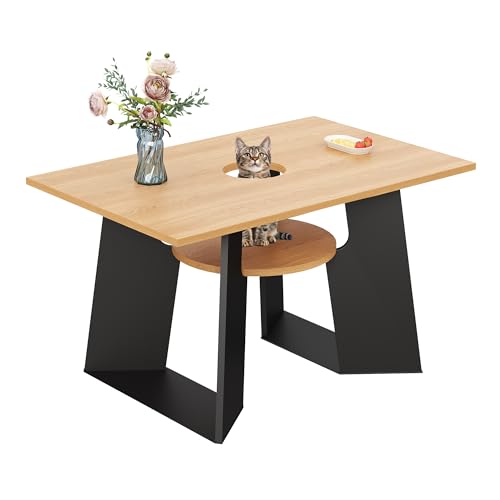 Haustierfreundlicher Esszimmer-Küchentisch 130×85×75 cm,Tisch mit Haustierbereich & Ablagebrettchen, rechteckig für 6 Personen Haustierfreundlicher Esszimmer-Küchentisch 130×85×75 cm,Tisch mit Haustierbereich & Ablagebrettchen, rechteckig für 6 Personen von KecDuey