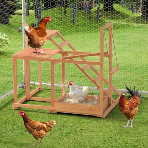 Kecreque Hühner-Sitzstange, perfekt für Hinterhof-Geflügel, Hühnerstange für Ställe, Lebensmittelaufbewahrung, Vögel im Freien, Bauernhof-Hühnerspielzeug (L x B x H): 87 x 69 x 80 cm von Kecreque