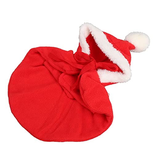 Keebgyy Haustier-Weihnachtsumhang, Hunde-Weihnachtskostüme, Warmes, Weiches Hunde-Weihnachtsumhang-Kostüm, Hautfreundlich, Süßes Hundeumhang-Kleid mit Kapuze für Welpen und Katzen, (Rot) von Keebgyy