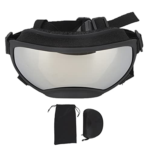Hunde Sonnenbrille Brille, Haustiergläser mit Verstellbarem Riemen für Großen Hund (Schwarzer Rahmen mit Silberobjektiv) von Keenso