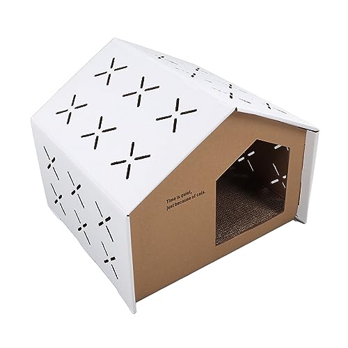 Kätzchen-Kratzhaus, Atmungsaktiv, Lustiges Sterndach-Katzenhaus aus Pappe, Krallenschleifen für den Innenbereich (007-2) von Keenso