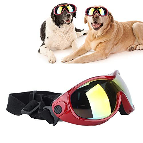 Keenso Haustier-Sonnenbrille, Verstellbarer UV-Schutz, Starke Schlagfestigkeit, Quadratische Hundebrille aus PVC und PC (Rot) von Keenso