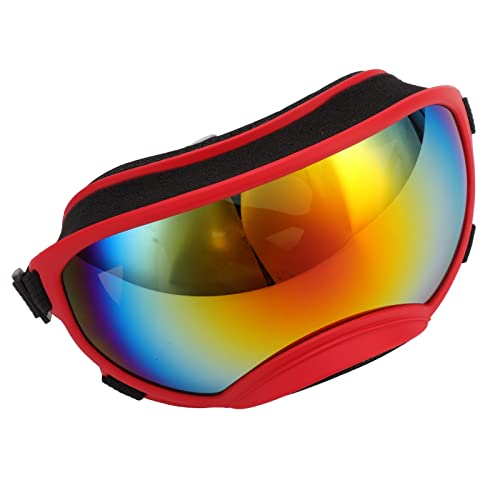 Keenso Hundebrille, Große Hundebrille, Verstellbarer Riemen, Winddicht, UV-beständig, Stabile Schnalle für Schneetage (Roter Rahmen, rote Linse) von Keenso
