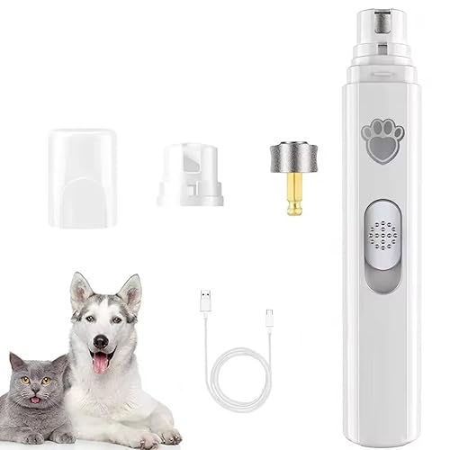 Concertchop Dog Nail Grinder, Concertchop Nail Trimmer, KrallenSchleifer Pro Set - Schmerzfreier Nagelschleifer, Pfotentrimmer mit 2 Geschwindigkeiten, Leise Wasserdicht Hundepfoten Trimmer (Weiß) von Keeplus