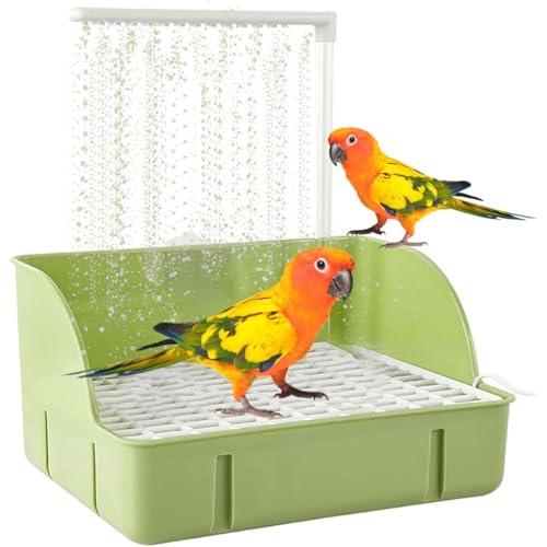 Indoor Bird Bath, Automatic Parrot Shower Bath with Pump, Automatische Vogel Badewanne, Vogel Wellensittich Badewanne, Papageien Badebrunnen Großes Behälter Vogelbad Badewanne Für Wellensittiche von Keeplus