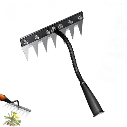 Iron Rake 2.0 - Iron Rake for Gardening and Weeding,Ironrake The Heavy-Duty Iron Weeding Rakes,Unkrautjäter,Gartenarbeit Hand Unkrautstecher,Gartenwerkzeug Unkraut Entferner Gerät für Garten (7Teeth) von Keeplus