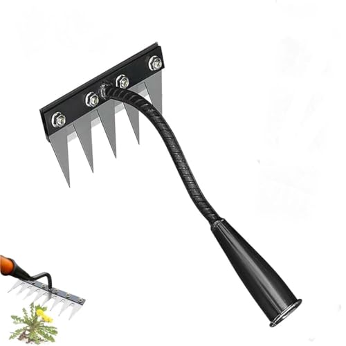 Iron Rake 2.0 - Iron Rake for Gardening and Weeding,Ironrake The Heavy-Duty Iron Weeding Rakes,Unkrautjäter,Gartenarbeit Hand Unkrautstecher,Gartenwerkzeug Unkraut Entferner Gerät für Garten (5Teeth) von Keeplus