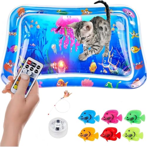 Keeplus Glow Pad for Cats, 24in beleuchtete Wassermatte für Katzen, Sensor Wasser Spielmatte, Wassersensorische Spielmatte, Wasserspielmatte für Selbstspiel, interaktives Katzenspielzeug für Katzen von Keeplus