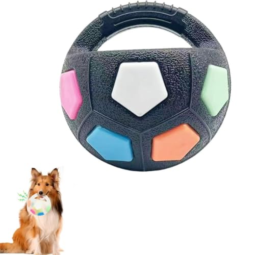 Keeplus The Mellow Dog Calming Ball, Dog Ball with Handle, Hundespielzeug Hundeball Squeaker, Hundeball Quietschend Unzerstörbar, Interaktives Hundespielzeug, Interaktiver Spielball für Hunde (Bunt) von Keeplus