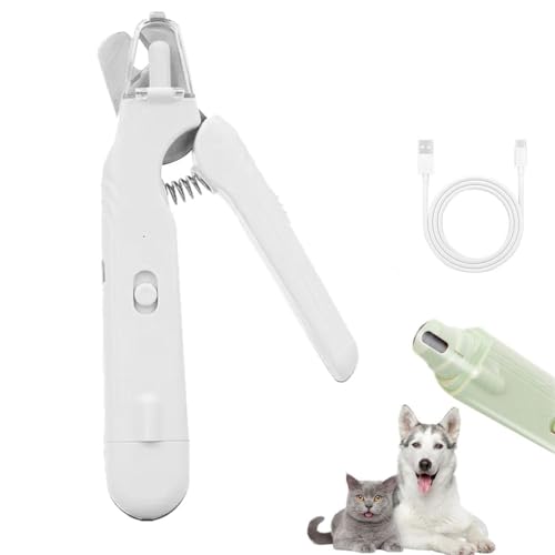 Pupnourish Nail Trimmer, Pupnourish Nail Clippers, 2-in-1 Krallenschere und Hundenagelschleifer, Haustier Nagelknipser mit LED-Licht, Nagelfeile Krallenpflege für Mittlere & Kleine Hunde Katzen (Weiß) von Keeplus