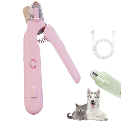 Pupnourish Nail Trimmer, Pupnourish Nail Clippers, 2-in-1 Krallenschere und Hundenagelschleifer, Haustier Nagelknipser mit LED-Licht, Nagelfeile Krallenpflege für Mittlere & Kleine Hunde Katzen (Rosa) von Keeplus