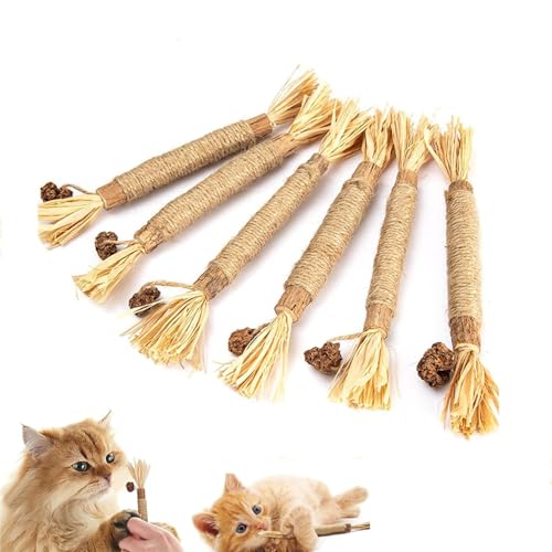 Puriq Natural Silvervine Dental Sticks, Silvervine Chew Sticks for Cats, Katzenminze Stick, Natürlich Sicher Katzenstick Kausticks, Matatabi Katzensticks Katzenminzen Spielzeug Für Katzen (6Stk) von Keeplus