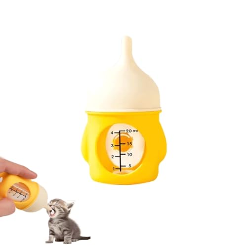 Visulong Leak-Proof Squeezable Kitten Bottle, Aufzuchtflasche für Katzen, Silikon Katzenmilchflasche, katzenaufzuchtmilch Haustier Kit, tragbare Fütterungs- und Wasserversorgung für alle Kätzen (Gelb) von Keeplus