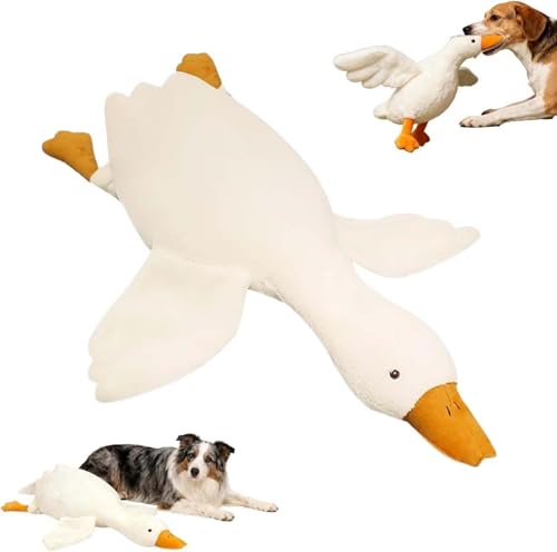 White Duck Dog Toy, 2025 New Large Plush White Duck Dog Toys, Hunde Kauspielzeug Hundespielzeug aus Plüsch, Interaktives Plüsch Kuscheltier Hunde Spielzeug für Welpen Kleine Mittlere Große Hundes von Keeplus