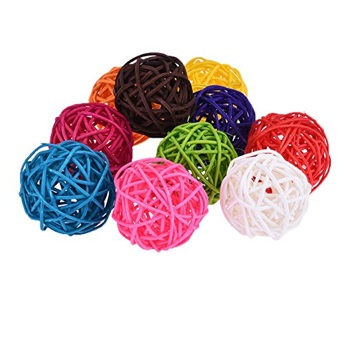 10 Rattan Kugeln Bird Toy DIY Zubehör Spielzeug für Papageien Wellensittiche Sittiche Nymphensittiche Sittiche Unzertrennliche Aras African Greys Kakadu Amazon Käfig Teil zufällige Farbe von Keersi