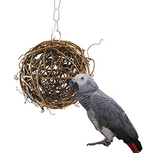 Natur Rattan Kugeln Kauspielzeug für Vogel Papagei African Greys Sittiche Nymphensittiche Sittiche Aras Unzertrennliche Käfig Spielzeug von Keersi