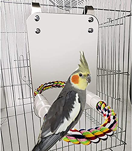 Vogelständer, Seil mit Spiegel, Spielzeug für Papageien, Wellensittiche, Nymphensittiche, Sittiche, Finken, Kanarienvögel, Afrikanisches Grau, Amazonas, Kakadus, Käfig, Kletterschaukel Vogelständer, Seil mit Spiegel, Spielzeug für Papageien, Wellensittiche, Nymphensittiche, Sittiche, Finken, Kanarienvögel, Afrikanisches Grau, Amazonas, Kakadus, Käfig, Kletterschaukel von Keersi