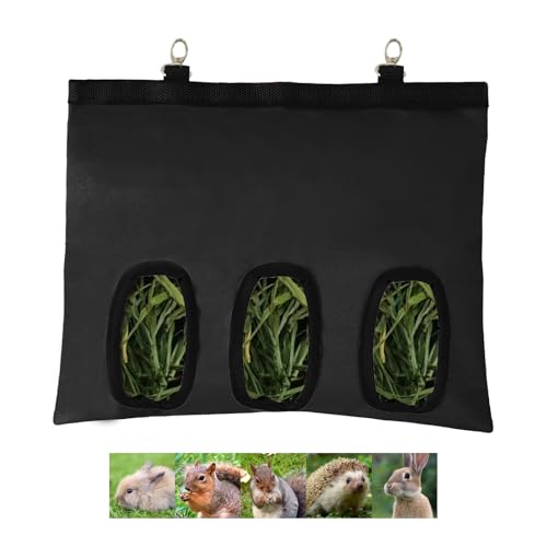 Futterspender für Kaninchen, Meerschweinchen, Heu, Futterspender für Kaninchen, hängendes Heupaket mit Haken auf der Rückseite, Spender für Kleintierfutter, Zubehör für Kaninchen, Hasen (Schwarz, 3 Futterspender für Kaninchen, Meerschweinchen, Heu, Futterspender für Kaninchen, hängendes Heupaket mit Haken auf der Rückseite, Spender für Kleintierfutter, Zubehör für Kaninchen, Hasen (Schwarz, 3 von Keggaen
