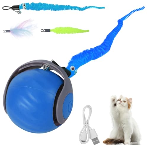 Keggaen Interaktive rollende Katzenspielzeugbälle, Automatisches Katzenspielzeug Interaktiver Hundeball mit Zwei Schwänzen, Zwei Geschwindigkeitseinstellung, Beweglicher Ball für Hunde für Keggaen Interaktive rollende Katzenspielzeugbälle, Automatisches Katzenspielzeug Interaktiver Hundeball mit Zwei Schwänzen, Zwei Geschwindigkeitseinstellung, Beweglicher Ball für Hunde für von Keggaen