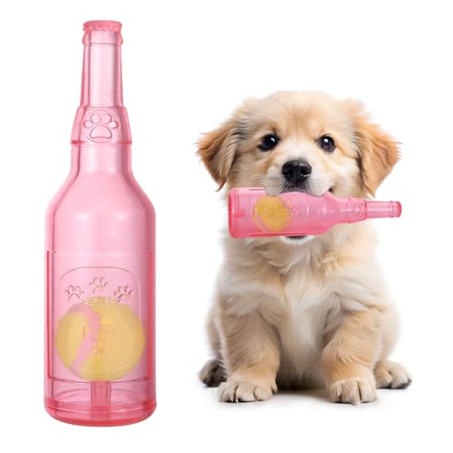 Wasserflasche Hundespielzeug, Crunch- und Spielflasche, Hundespielzeug, um sie beschäftigt zu halten, interaktive Wasserflasche für Hunde, Crunchnplay mit Tennisball im Inneren (rot) von Keggaen