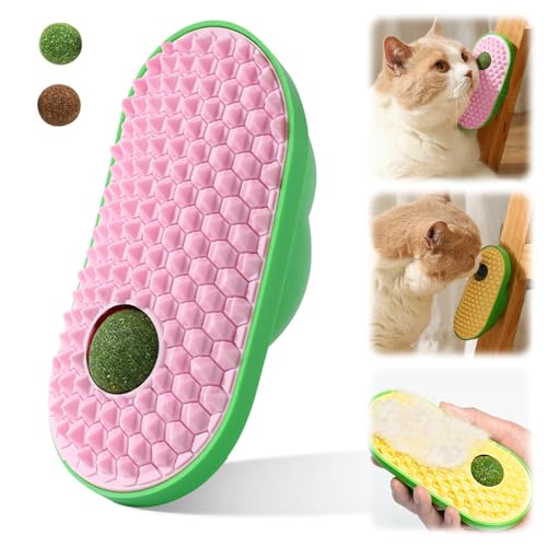 Katzenminze Ball Wand Katzenspielzeug,Katzengesichtskratzer Catnip Ball Spielzeug Katzenminze Wandroller für Katzenlecken,Catnip Licking Ball for Cats für Zahnreinigung Dental Darmgesundheit (Rosa) von Keho Keho Kehongdun